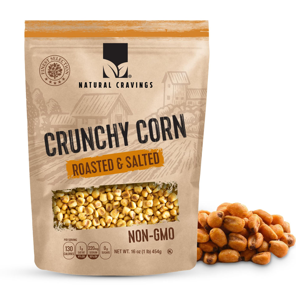Natural Cravings salted-roasted-corn-nuts-bag shows a crispy, on-the-go snack with savory crunch.