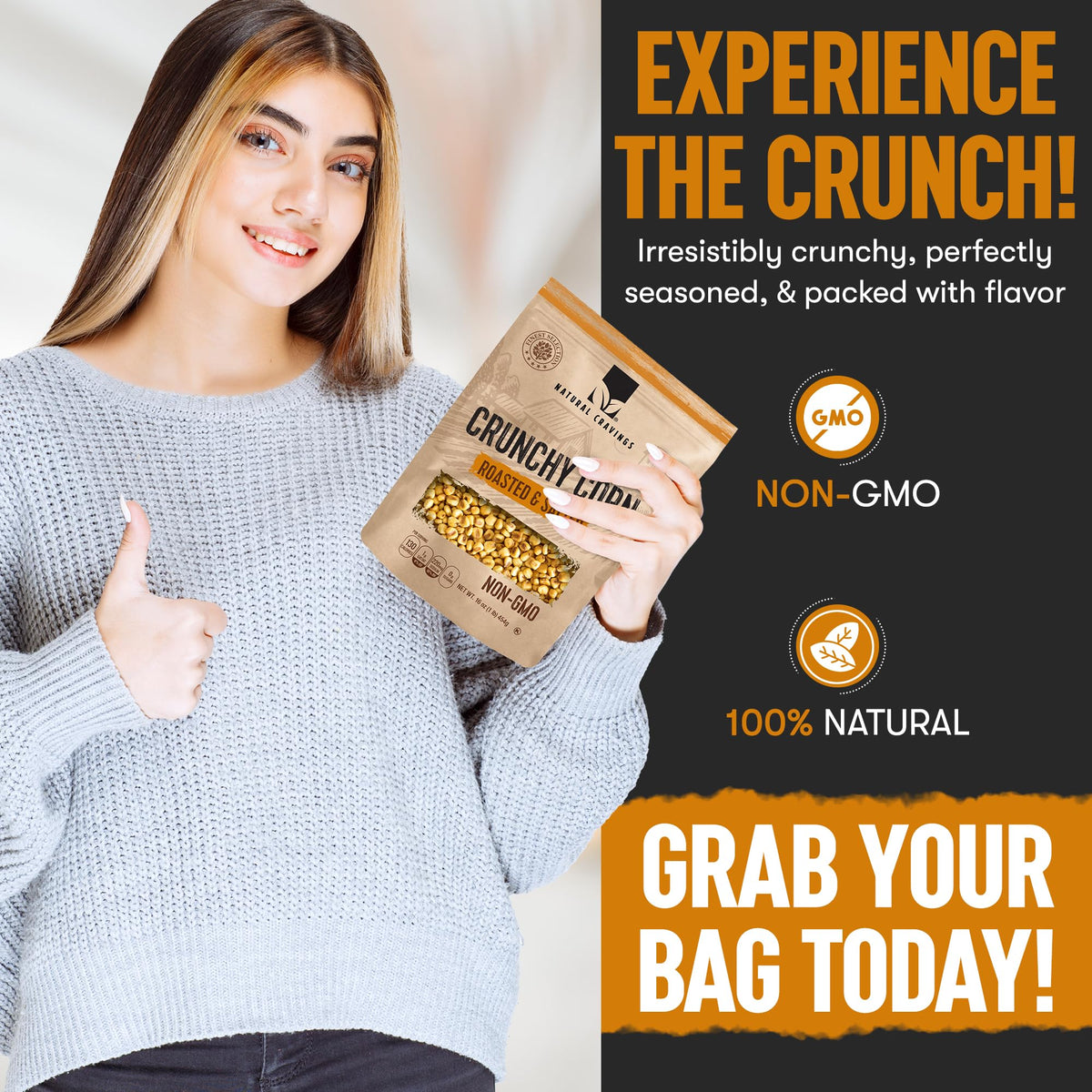 Natural Cravings Toastad Corn Nuts Resealable-Bag, keeps crunch fresh between uses