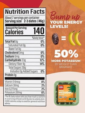 Natural Delights Medjool dates Non-GMO verified badge on label