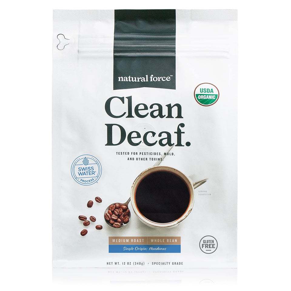 Natural Force mold-free coffee packshot shows premium whole beans