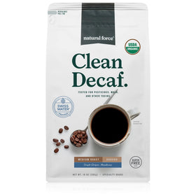 Natural Force Organic Mold-Free Coffee packaging shown, highlighting toxin-free sourcing and premium packaging.