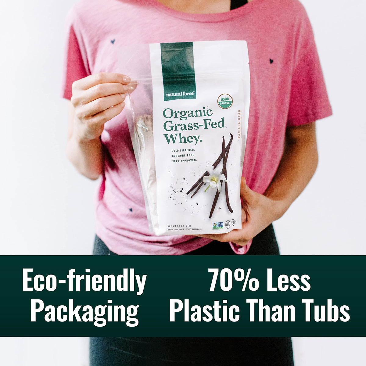 Sustainable BPA-free recyclable pouch packaging for Natural Force whey