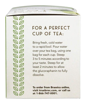 Natural Gourmet Brassica Tea Decaf Sencha packaging with nutrition panel for informed choice