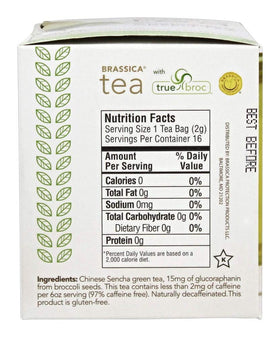 Natural Gourmet Brassica Tea Decaf Sencha tea bag close-up showing freshness