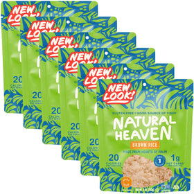 Natural Heaven 6-pack package of Hearts of Palm Rice for quick, ready-to-heat meals.
