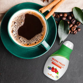 Natural Mate monk fruit liquid drops highlight easy sweetness for drinks.