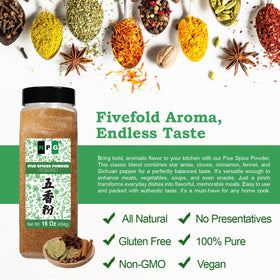 Natural Plus Green ground spice powder boosts Chinese dishes with warm, sweet, and pungent tones.