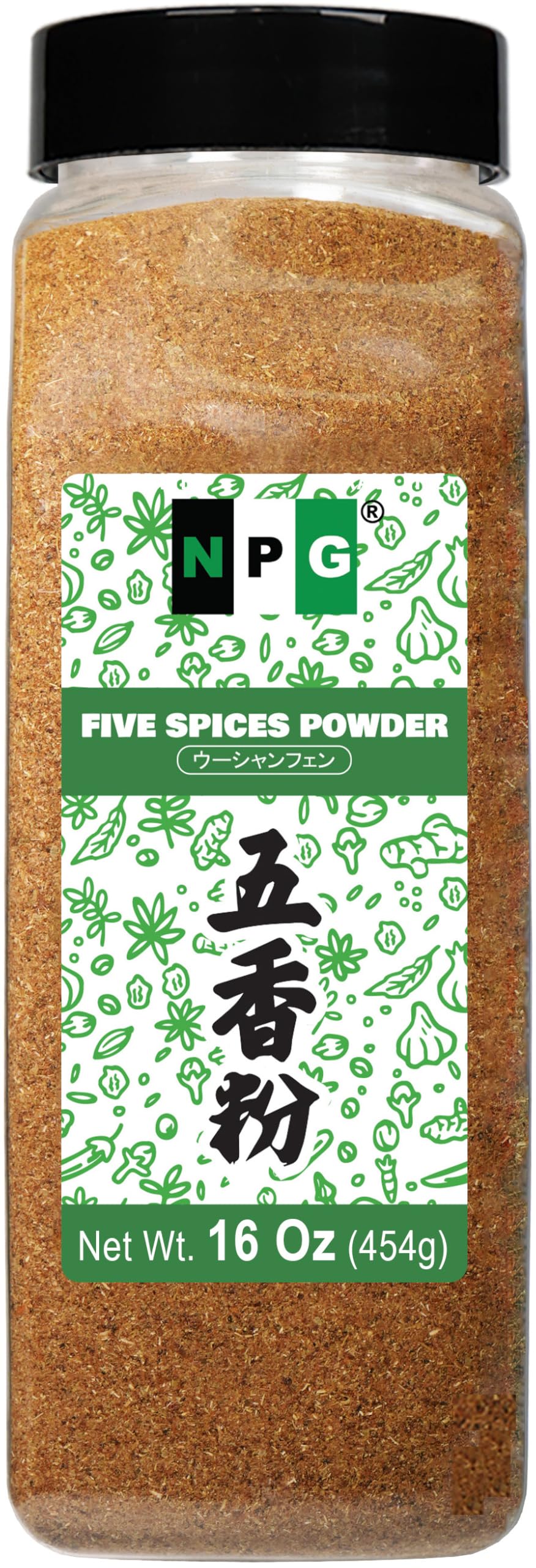 Natural Plus Green Chinese Five Spice jar 16oz, convenient pantry staple for Asian cooking.