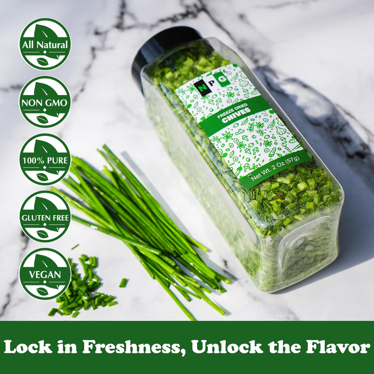 Natural Plus Green NPG chives garnish enhances dips and salads with color.