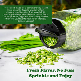 Natural Plus Green NPG chives rehydrate for garden-fresh flavor in soups.