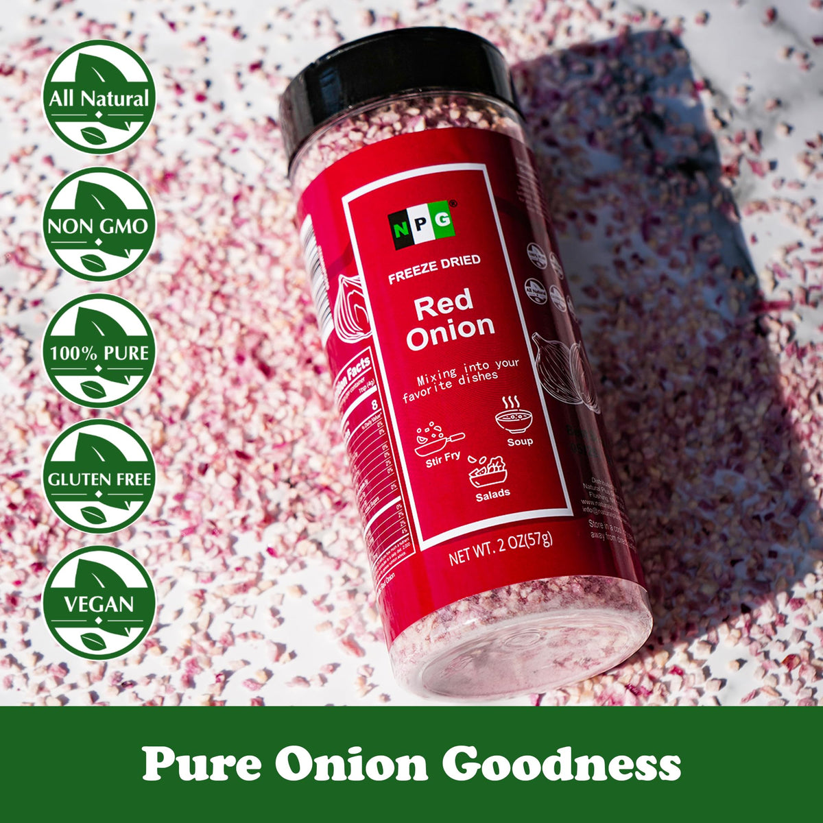 Natural Plus Green NPG crunchy onion topping adds texture to dishes.