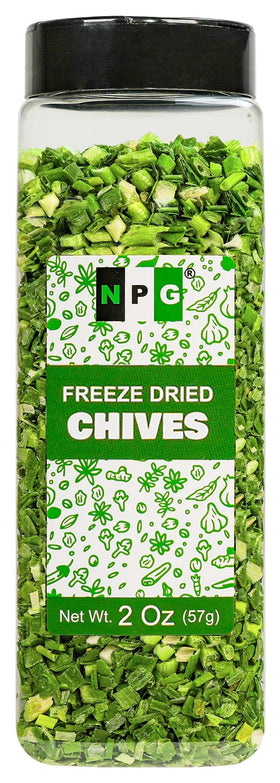Natural Plus Green NPG freeze-dried chives jar for easy seasoning and pantry freshness.