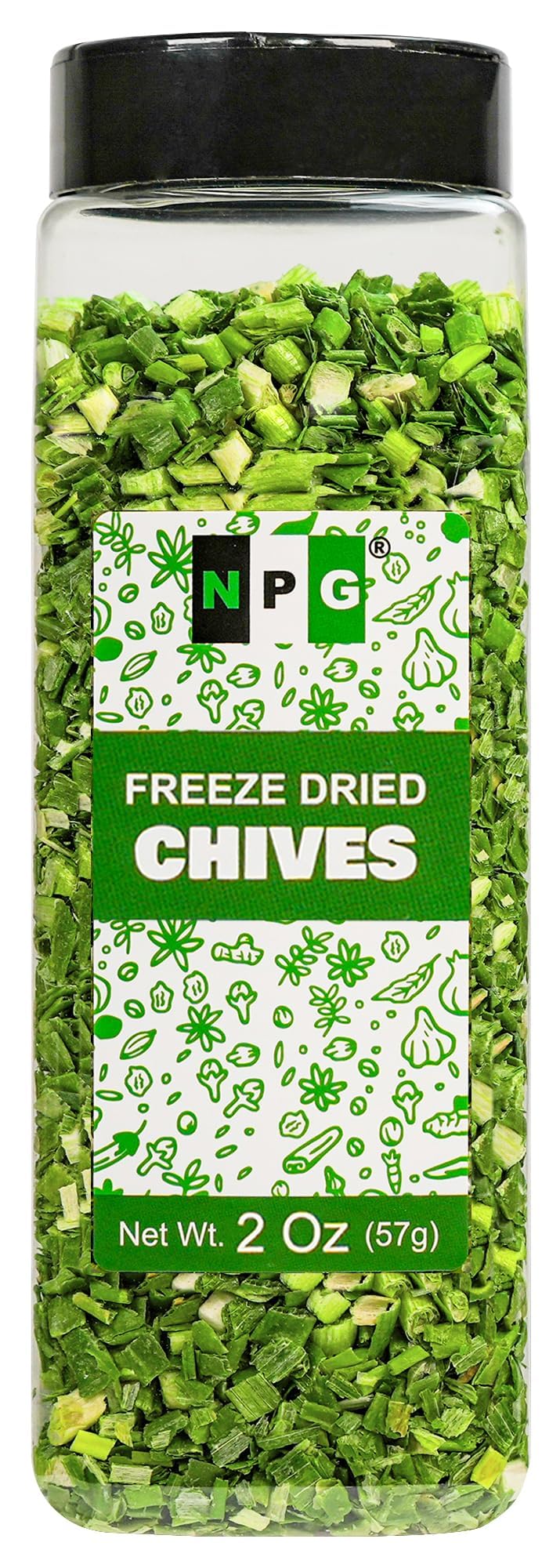 Natural Plus Green NPG freeze-dried chives jar for easy seasoning and pantry freshness.