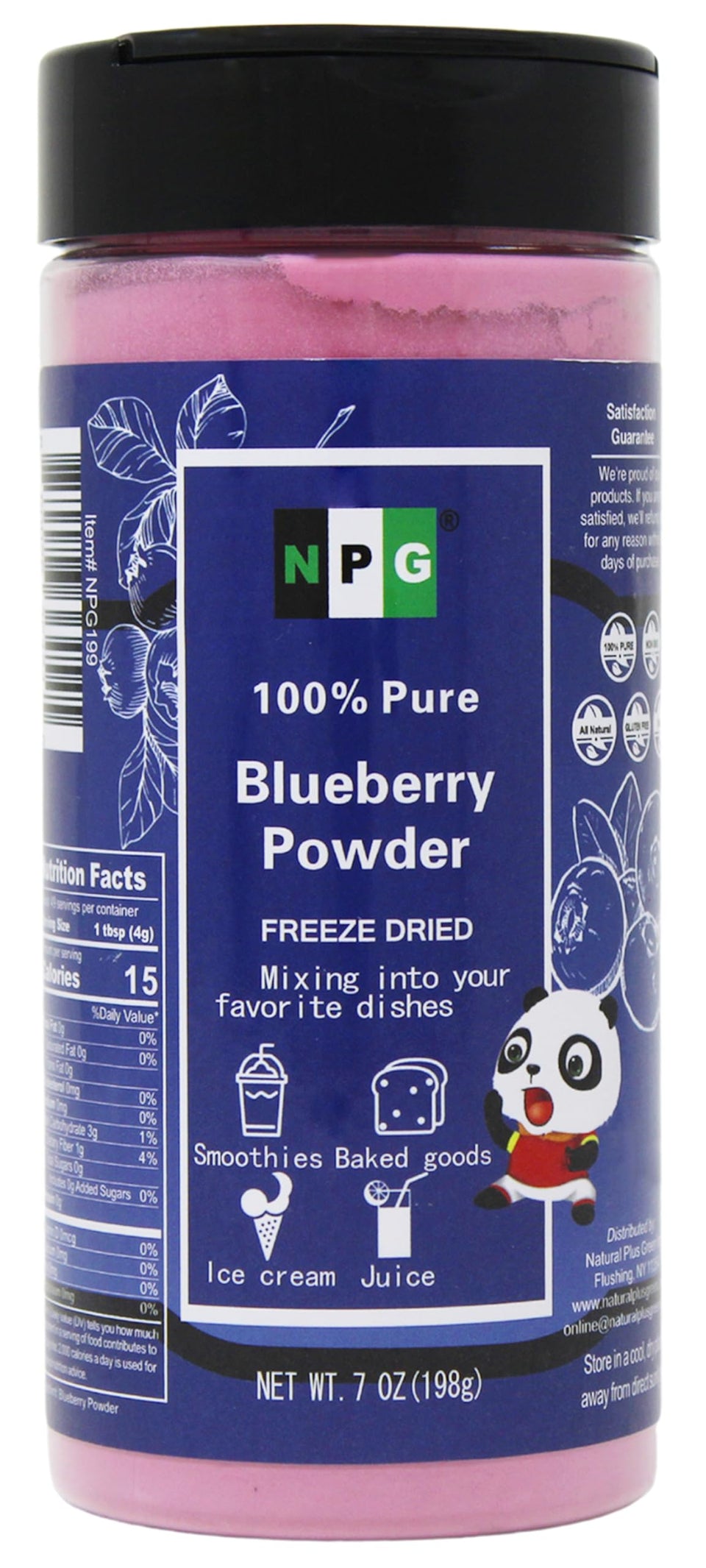 Natural Plus Green NPG Frezee-Dried Blueberry Powder bottle for smoothies
