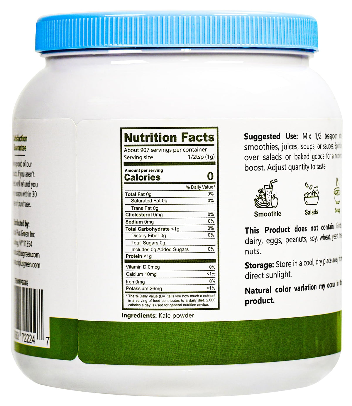 Natural Plus Green NPG kale powder for baking and savory recipes