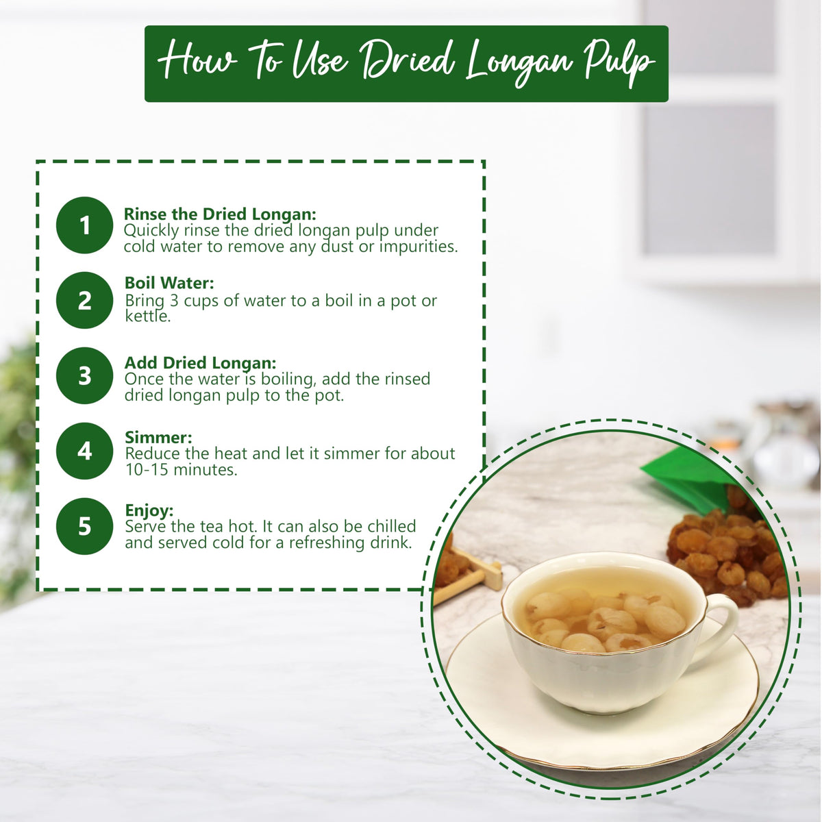Longan pulp dessert idea using Natural Plus Green NPG.