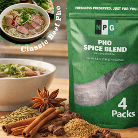 Natural Plus Green blend close-up shows whole spices for aromatic, restaurant-quality broth.