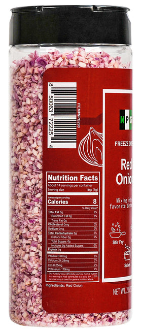 Natural Plus Green NPG red onion chopped-dice texture close-up enhances soups and salads.