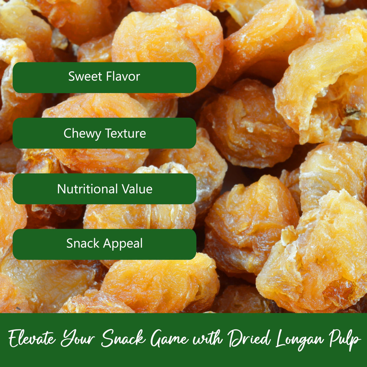 Resealable bag keeps Natural Plus Green NPG longan pulp fresh.