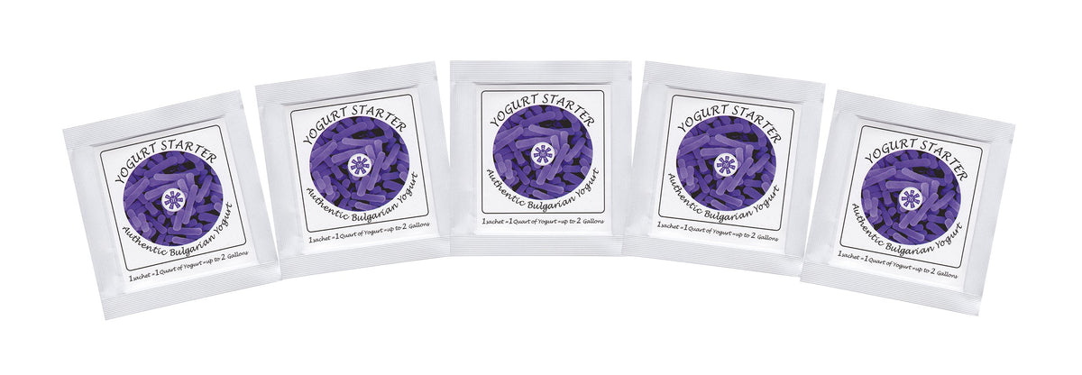 Natural Probiotic Selection yogurt starter sachets close-up, ideal for authentic Bulgarian yogurt