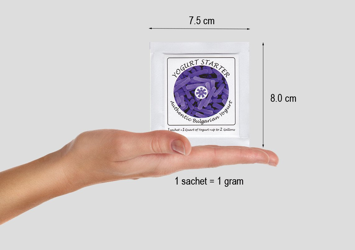 Natural Probiotic Selection yogurt starter sachets on shelf, easy storage for future use
