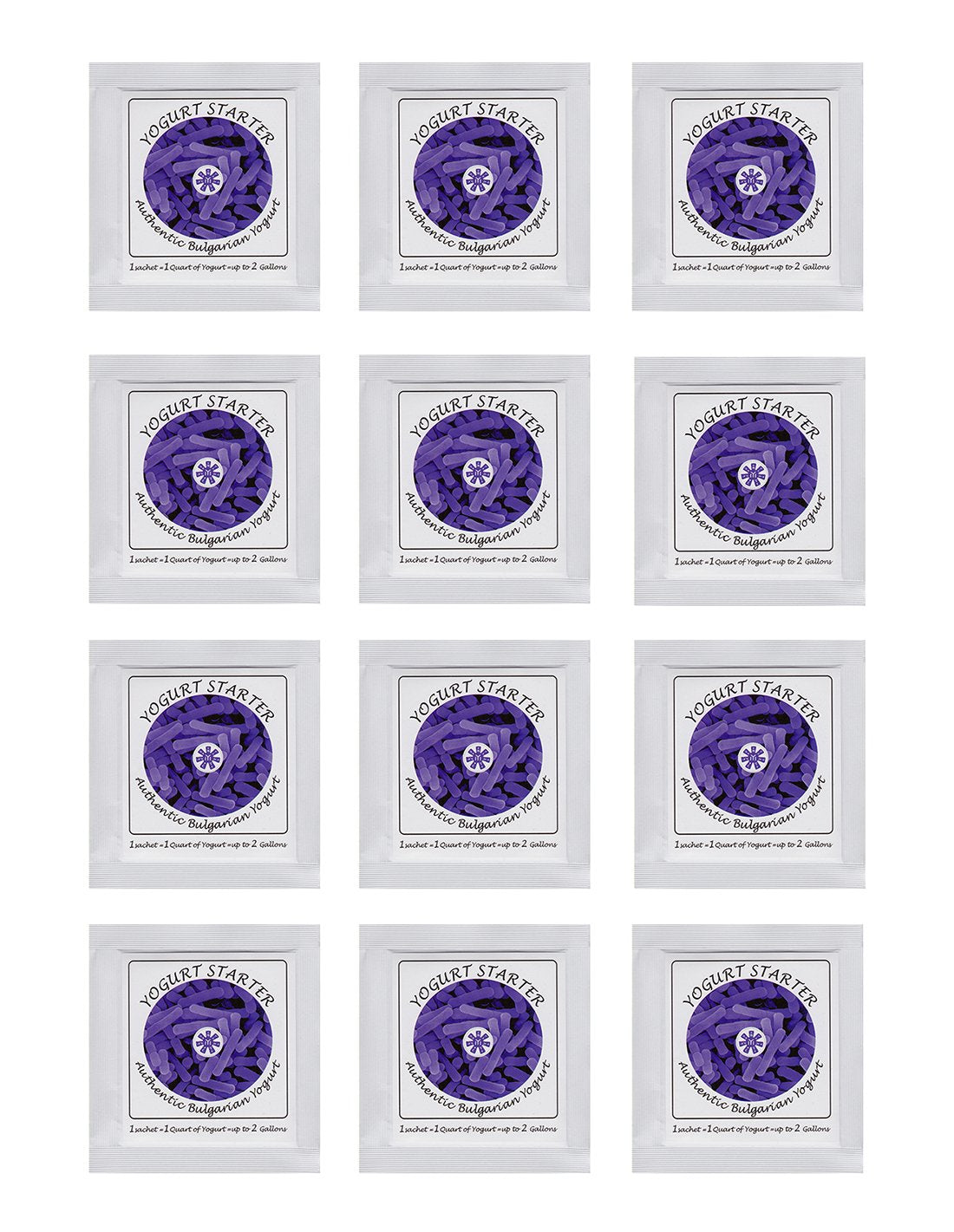 Natural Probiotic Selection yogurt starter pack 12 sachets for authentic Bulgarian yogurt at home.