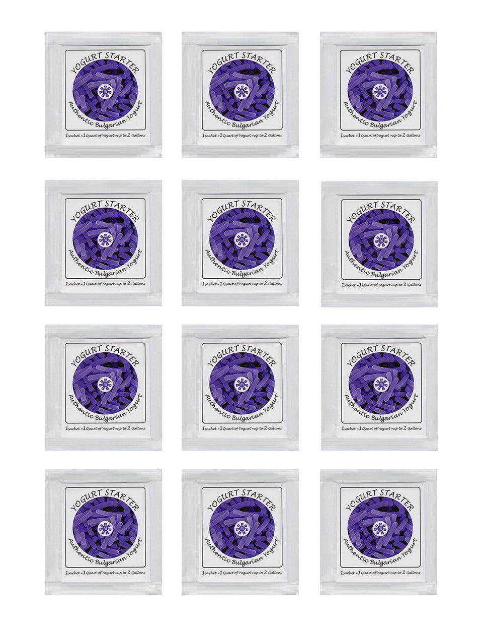 Natural Probiotic Selection yogurt starter pack 12 sachets for authentic Bulgarian yogurt at home.