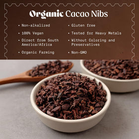 NaturaleBio unsweetened cacao nibs in a bowl for topping and crunch