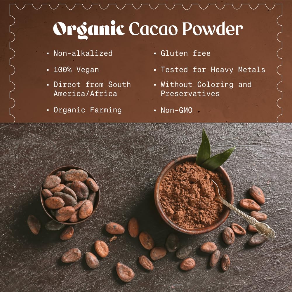 NaturaleBio cacao powder organic label highlighting USDA Organic quality.