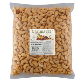 Naturalee cashews front packaging showing roasted unsalted nuts, ideal for snacking.
