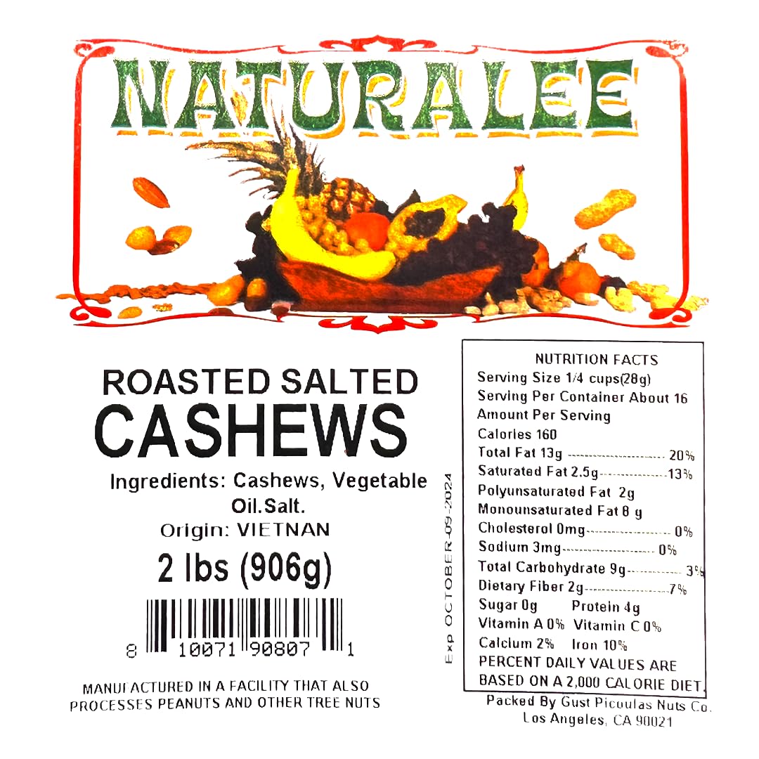 Naturalee Cashews on a kitchen shelf signaling vegan and gluten-free option