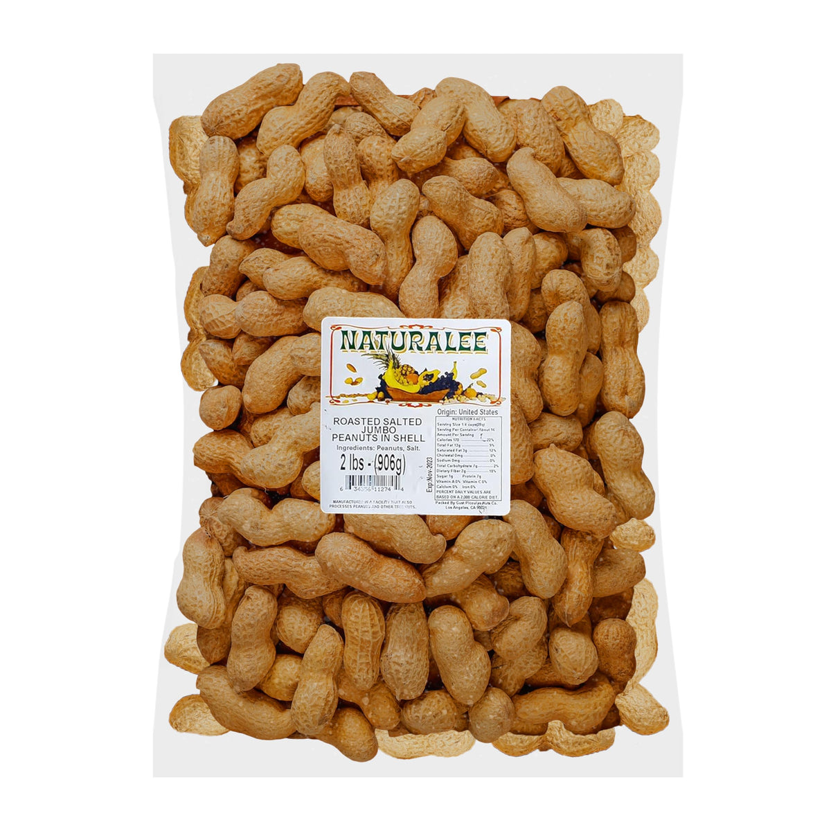 Naturalee peanuts in shell roasted salted 2lb: protein-rich snack on the go.