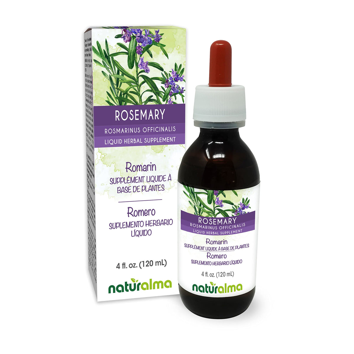 Naturalma Rosemary tincture bottle with glass dropper for daily herbal drops