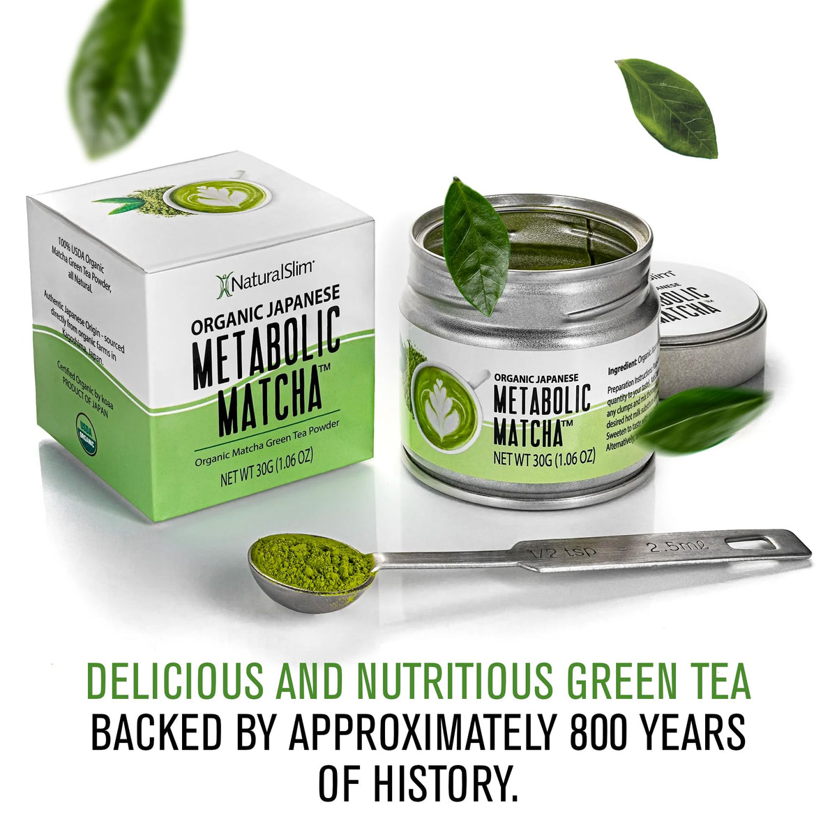 Matcha latte in a steaming cup by NaturalSlim for a smooth lift