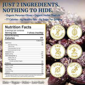 NaturalZing Organic Peruvian olives reveal juicy interior, ideal for salads.