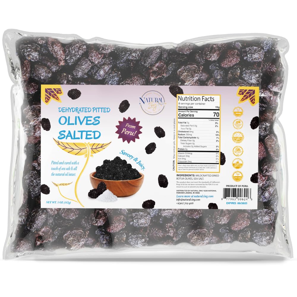 NaturalZing Peruvian black olives packshot highlighting convenient, ready-to-eat snacking.
