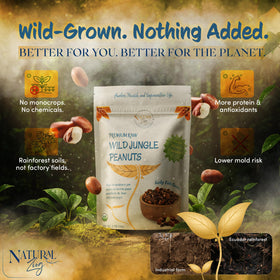 NaturalZing Wild Jungle Peanuts close-up reveals natural texture and earthy flavor.