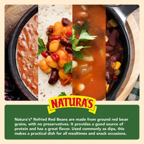 Creamy NATURA'S Refried Red Beans close-up showing authentic flavor