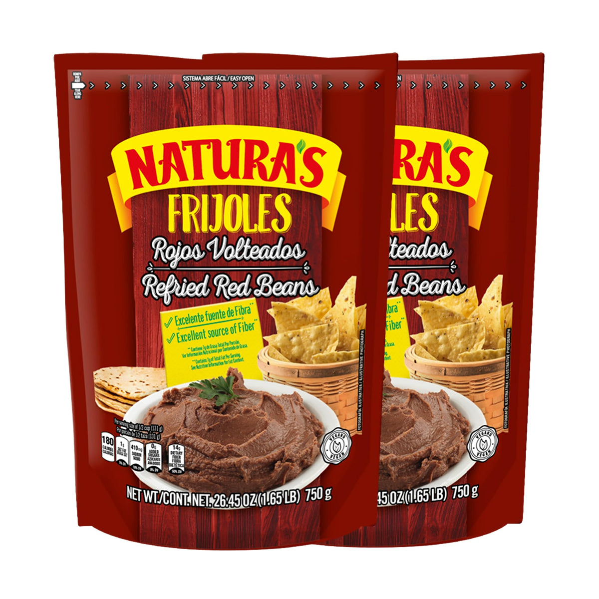 NATURA'S Refried Red Beans packaging in a convenient pouch
