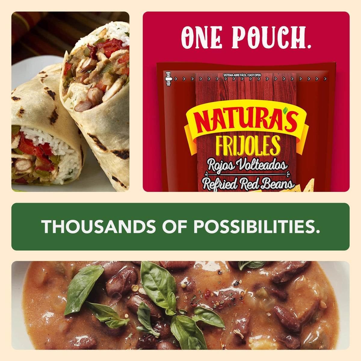 Quesadilla prepared with NATURA'S Refried Red Beans and melty cheese