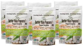 Nature Nate’s popped sorghum bag shows a gluten-free, crunchy snack with coconut oil and pink salt.