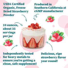 Nature Restore strawberry powder spoon shows easy one-spoon serving versatility.