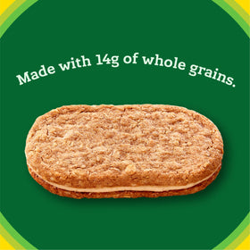 Nature Valley Almond Butter Biscuit Sandwich box-closeup, pantry staple.
