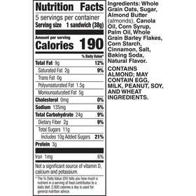 Nature Valley Almond Butter Biscuit Sandwich breakfast-snack, quick energy.