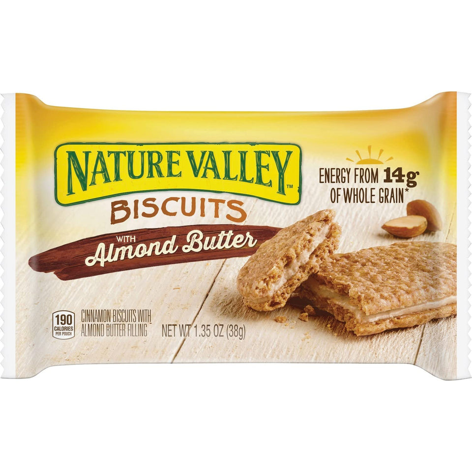 Nature Valley Almond Butter Biscuits 16ct pack, convenient on-the-go snack with natural energy