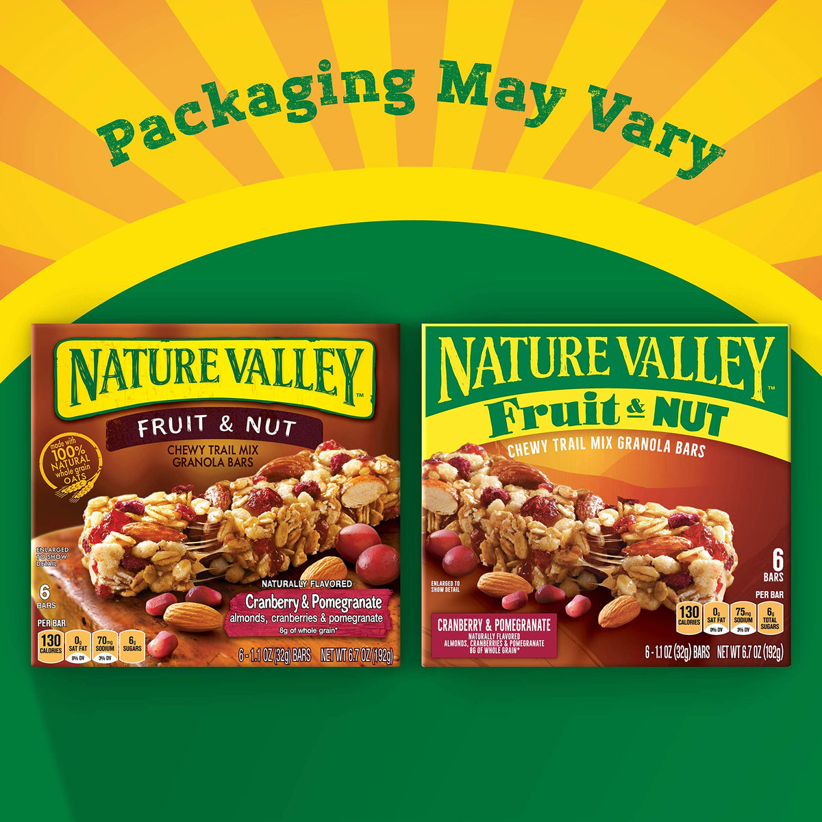 Nature Valley Chewy Fruit & Nut Granola Bars pack image showing six bars for pantry-friendly snacking
