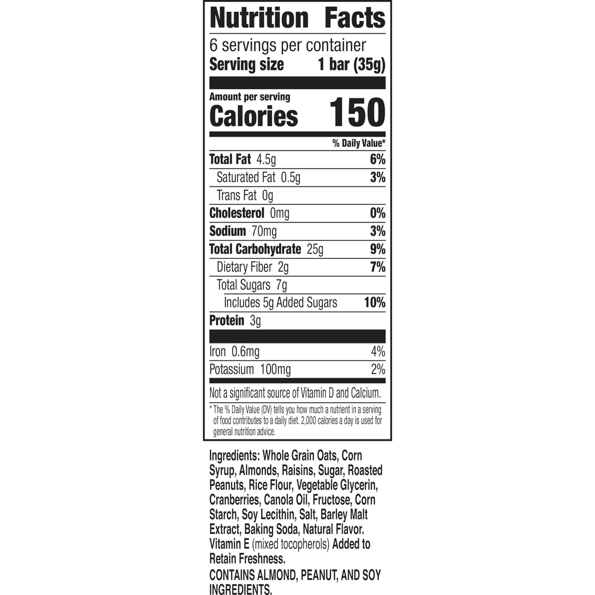 Close-up of Nature Valley Chewy Fruit and Nut Granola Bar ingredients with real fruit and nuts
