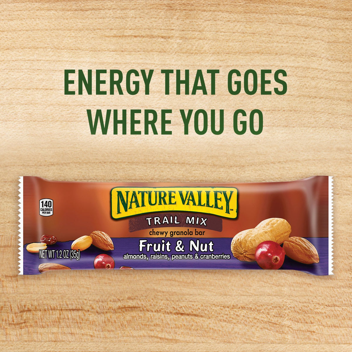 Nature Valley Chewy Fruit and Nut Granola Bar on a trail during a long hike break