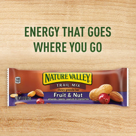 Nature Valley Chewy Fruit and Nut Granola Bar on a trail during a long hike break