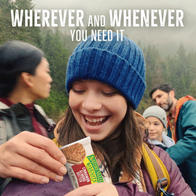 Nature Valley on-the-go snack shown in backpack for travel or hiking